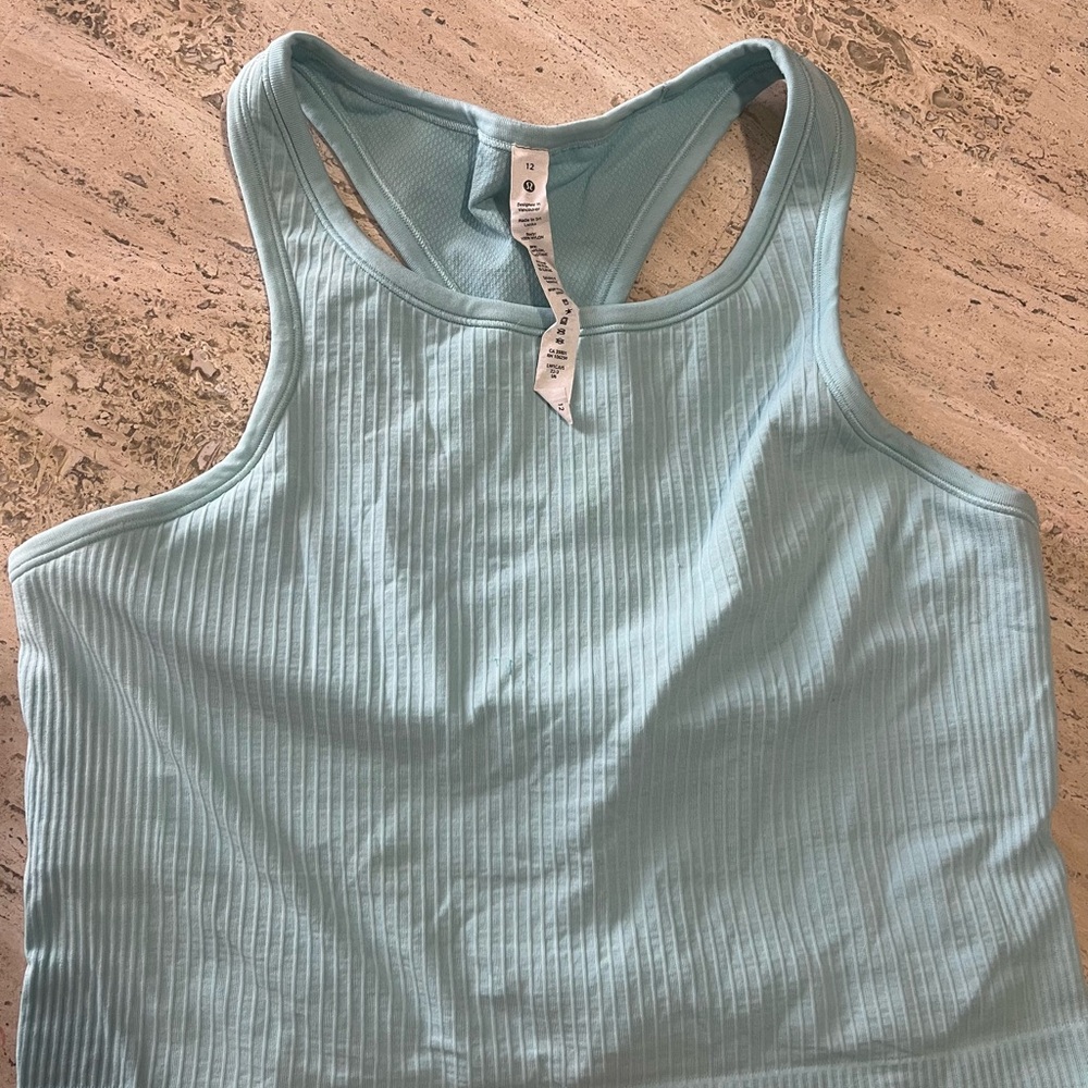Light Blue Ribbed Tank Top - Picture 6 of 6